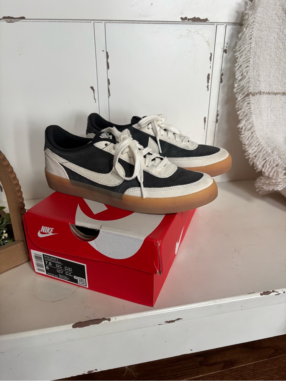 Nike Black and White Low-Profile Sneakers with Gum Sole